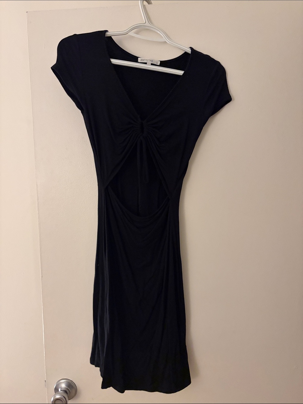Black Knot-Front Cutout Dress